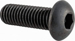 Made in USA - 1/2-13 UNC Hex Socket Drive, Button Screw - Alloy Steel, Black Oxide Finish, Fully Threaded, 1-1/2" Length Under Head - Industrial Tool & Supply