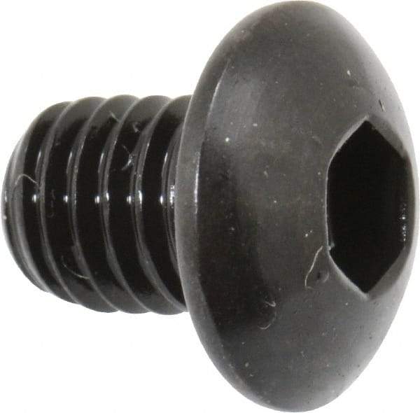 Made in USA - #10-32 UNF Hex Socket Drive, Button Screw - Alloy Steel, Black Oxide Finish, Fully Threaded, 1/4" Length Under Head - Industrial Tool & Supply