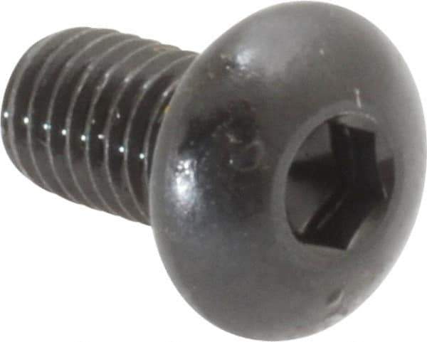 Made in USA - #10-32 UNF Hex Socket Drive, Button Screw - Alloy Steel, Black Oxide Finish, Fully Threaded, 3/8" Length Under Head - Industrial Tool & Supply