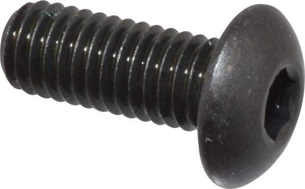 Made in USA - #10-32 UNF Hex Socket Drive, Button Screw - Alloy Steel, Black Oxide Finish, Fully Threaded, 1/2" Length Under Head - Industrial Tool & Supply