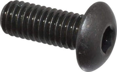 Made in USA - #10-32 UNF Hex Socket Drive, Button Screw - Alloy Steel, Black Oxide Finish, Fully Threaded, 1/2" Length Under Head - Industrial Tool & Supply