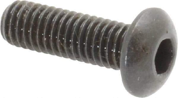 Made in USA - #10-32 UNF Hex Socket Drive, Button Screw - Alloy Steel, Black Oxide Finish, Fully Threaded, 5/8" Length Under Head - Industrial Tool & Supply
