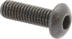 Made in USA - #10-32 UNF Hex Socket Drive, Button Screw - Alloy Steel, Black Oxide Finish, Fully Threaded, 5/8" Length Under Head - Industrial Tool & Supply