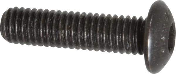 Made in USA - #10-32 UNF Hex Socket Drive, Button Screw - Alloy Steel, Black Oxide Finish, Fully Threaded, 3/4" Length Under Head - Industrial Tool & Supply