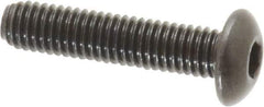 Made in USA - #10-32 UNF Hex Socket Drive, Button Screw - Alloy Steel, Black Oxide Finish, Fully Threaded, 7/8" Length Under Head - Industrial Tool & Supply