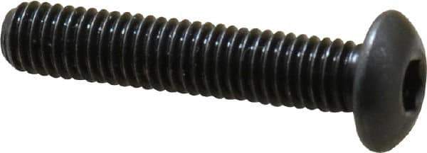 Made in USA - #10-32 UNF Hex Socket Drive, Button Screw - Alloy Steel, Black Oxide Finish, Fully Threaded, 1" Length Under Head - Industrial Tool & Supply