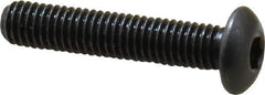 Made in USA - #10-32 UNF Hex Socket Drive, Button Screw - Alloy Steel, Black Oxide Finish, Fully Threaded, 1" Length Under Head - Industrial Tool & Supply