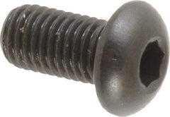 Made in USA - 1/4-28 UNF Hex Socket Drive, Button Screw - Alloy Steel, Black Oxide Finish, Fully Threaded, 1/2" Length Under Head - Industrial Tool & Supply