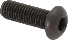 Made in USA - 1/4-28 UNF Hex Socket Drive, Button Screw - Alloy Steel, Black Oxide Finish, Fully Threaded, 3/4" Length Under Head - Industrial Tool & Supply