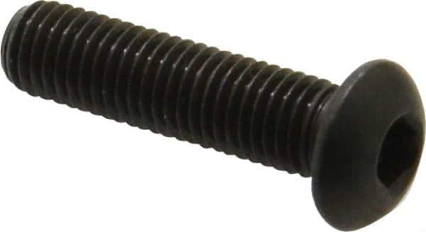 Made in USA - 1/4-28 UNF Hex Socket Drive, Button Screw - Alloy Steel, Black Oxide Finish, Fully Threaded, 1" Length Under Head - Industrial Tool & Supply
