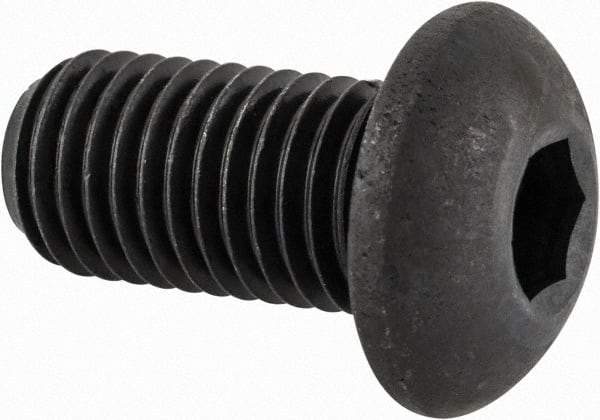 Made in USA - 5/16-24 UNF Hex Socket Drive, Button Screw - Alloy Steel, Black Oxide Finish, Fully Threaded, 5/8" Length Under Head - Industrial Tool & Supply