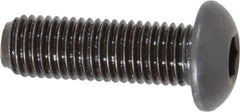 Made in USA - 5/16-24 UNF Hex Socket Drive, Button Screw - Alloy Steel, Black Oxide Finish, Fully Threaded, 1" Length Under Head - Industrial Tool & Supply