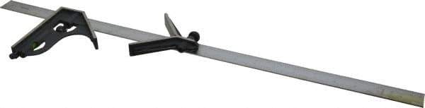 SPI - 3 Piece, 24" Combination Square Set - 1/100, 1/32, 1/50 & 1/64" (16R) Graduation, Hardened Steel Blade, Cast Iron Center & Square Head - Industrial Tool & Supply
