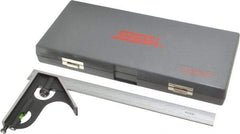 SPI - 2 Piece, 12" Combination Square Set - 1/16, 1/32, 1/64 & 1/8" (4R) Graduation, Hardened Steel Blade, Cast Iron Square Head - Industrial Tool & Supply