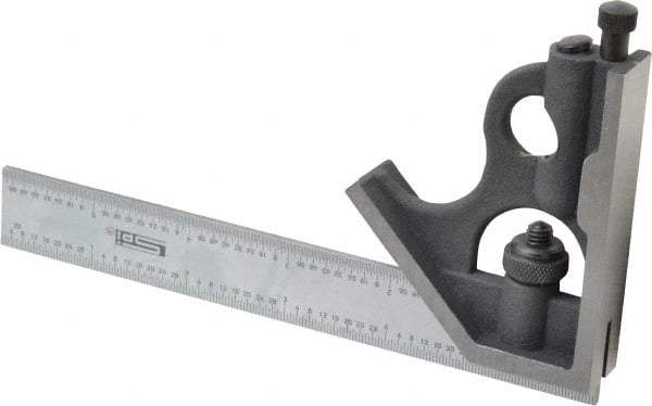 SPI - 2 Piece, 6" Combination Square Set - 1/32 & 1/64" (English/Metric) Graduation, Hardened Steel Blade, Cast Iron Square Head - Industrial Tool & Supply