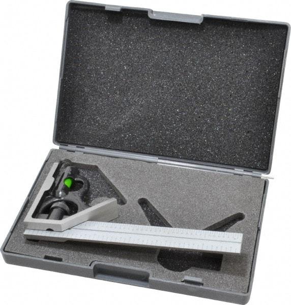 SPI - 2 Piece, 6" Combination Square Set - 1/16, 1/32, 1/64 & 1/8" (4R) Graduation, Hardened Steel Blade, Hardened Steel Square Head - Industrial Tool & Supply