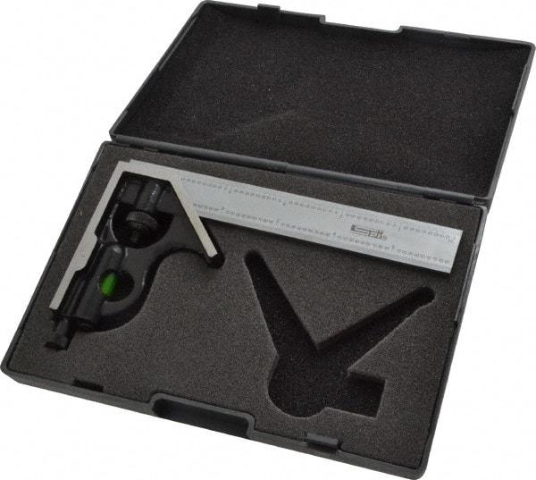 SPI - 2 Piece, 6" Combination Square Set - 1/100, 1/32, 1/50 & 1/64" (16R) Graduation, Hardened Steel Blade, Hardened Steel Square Head - Industrial Tool & Supply