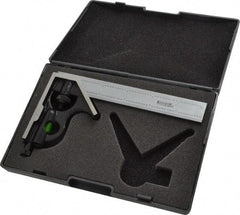 SPI - 2 Piece, 6" Combination Square Set - 1/100, 1/32, 1/50 & 1/64" (16R) Graduation, Hardened Steel Blade, Hardened Steel Square Head - Industrial Tool & Supply