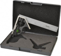 SPI - 2 Piece, 6" Combination Square Set - 1/32 & 1/64" (English/Metric) Graduation, Hardened Steel Blade, Hardened Steel Square Head - Industrial Tool & Supply