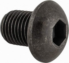 Made in USA - 3/8-24 UNF Hex Socket Drive, Button Screw - Alloy Steel, Black Oxide Finish, Fully Threaded, 1/2" Length Under Head - Industrial Tool & Supply