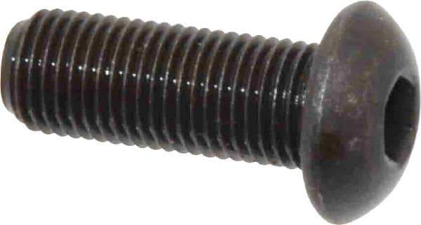 Made in USA - 3/8-24 UNF Hex Socket Drive, Button Screw - Alloy Steel, Black Oxide Finish, Fully Threaded, 1" Length Under Head - Industrial Tool & Supply