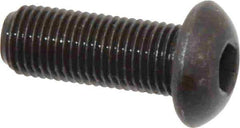 Made in USA - 3/8-24 UNF Hex Socket Drive, Button Screw - Alloy Steel, Black Oxide Finish, Fully Threaded, 1" Length Under Head - Industrial Tool & Supply