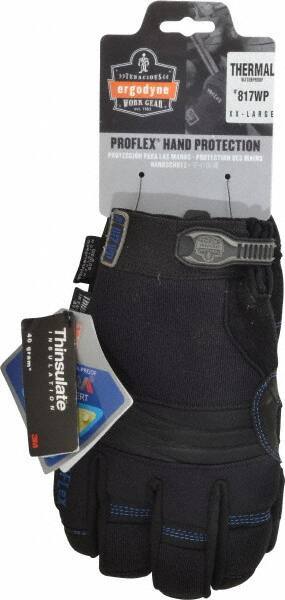 Ergodyne - Size 2XL (11) Amara Cold Protection Work Gloves - For Mechanic's & Lifting, Uncoated, Hook & Loop Cuff, Full Fingered, Black, Paired - Industrial Tool & Supply