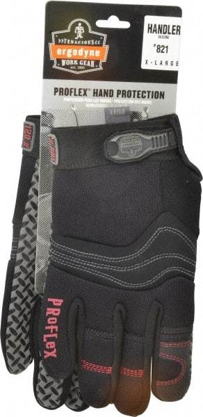 Ergodyne - Size XL (10) Silicone General Protection Work Gloves - For Mechanic's & Lifting, Uncoated, Hook & Loop Cuff, Full Fingered, Black, Paired - Industrial Tool & Supply