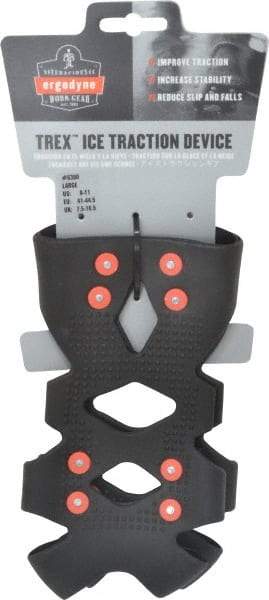 Ergodyne - Size 8-11, (Women's Size 9.5-12.5) Strap-On Cleat - Steel Studs Traction, Black - Industrial Tool & Supply