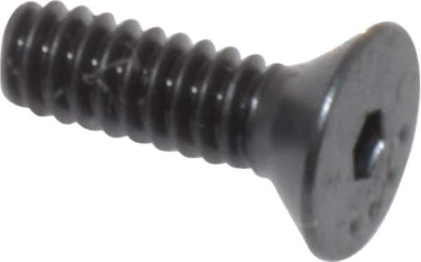 Made in USA - #4-40 UNC Hex Socket Drive, 82° Flat Screw - Alloy Steel, Black Oxide Finish, Fully Threaded, 3/8" OAL - Industrial Tool & Supply