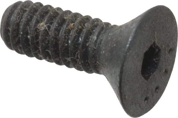 Made in USA - #5-40 UNC Hex Socket Drive, 82° Flat Screw - Alloy Steel, Black Oxide Finish, Fully Threaded, 3/8" OAL - Industrial Tool & Supply