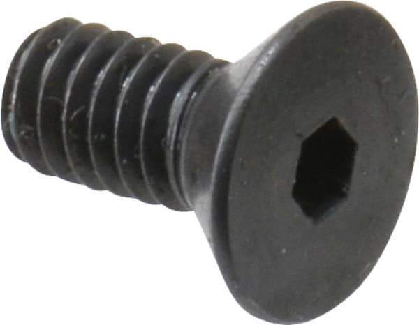 Made in USA - #8-32 UNC Hex Socket Drive, 82° Flat Screw - Alloy Steel, Black Oxide Finish, Fully Threaded, 3/8" OAL - Industrial Tool & Supply
