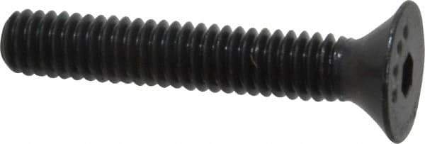 Made in USA - #8-32 UNC Hex Socket Drive, 82° Flat Screw - Alloy Steel, Black Oxide Finish, Fully Threaded, 1" OAL - Industrial Tool & Supply