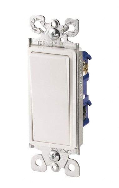 Cooper Wiring Devices - 3 Pole, 120 to 277 VAC, 15 Amp, Commercial Grade, Rocker, Wall and Dimmer Light Switch - 1.44 Inch Wide x 4.19 Inch High, Fluorescent - Industrial Tool & Supply