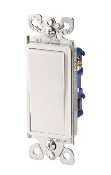 Cooper Wiring Devices - 4 Pole, 120 to 277 VAC, 15 Amp, Commercial Grade, Rocker, Wall and Dimmer Light Switch - 1.44 Inch Wide x 4.19 Inch High, Fluorescent - Industrial Tool & Supply