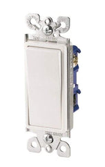 Cooper Wiring Devices - 4 Pole, 120 to 277 VAC, 15 Amp, Commercial Grade, Rocker, Wall and Dimmer Light Switch - 1.44 Inch Wide x 4.19 Inch High, Fluorescent - Industrial Tool & Supply