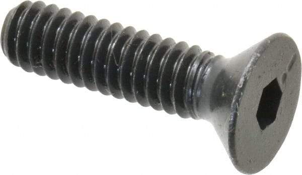 Made in USA - 1/4-20 UNC Hex Socket Drive, 82° Flat Screw - Alloy Steel, Black Oxide Finish, Fully Threaded, 1" OAL - Industrial Tool & Supply