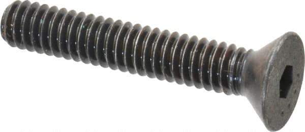 Made in USA - 1/4-20 UNC Hex Socket Drive, 82° Flat Screw - Alloy Steel, Black Oxide Finish, Fully Threaded, 1-1/2" OAL - Industrial Tool & Supply