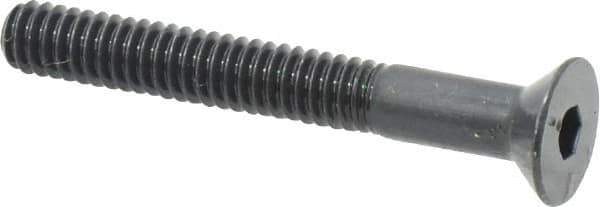 Made in USA - 1/4-20 UNC Hex Socket Drive, 82° Flat Screw - Alloy Steel, Black Oxide Finish, Partially Threaded, 2" OAL - Industrial Tool & Supply