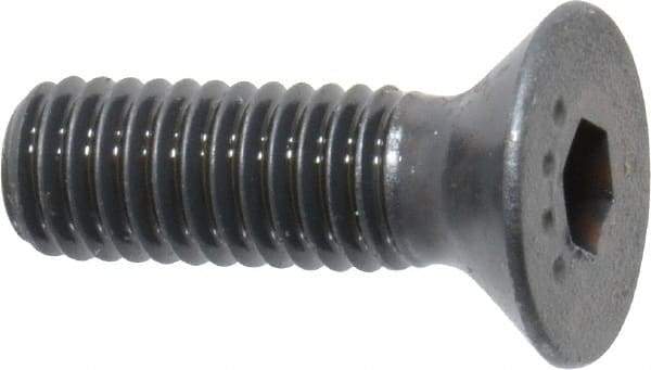 Made in USA - #10-32 UNF Hex Socket Drive, 82° Flat Screw - Alloy Steel, Black Oxide Finish, Fully Threaded, 5/8" OAL - Industrial Tool & Supply
