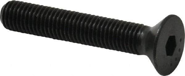 Made in USA - 1/4-28 UNF Hex Socket Drive, 82° Flat Screw - Alloy Steel, Black Oxide Finish, Fully Threaded, 1-1/2" OAL - Industrial Tool & Supply