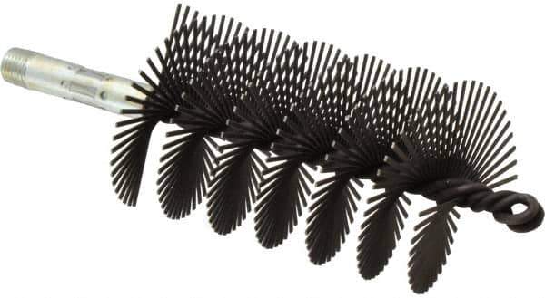 Schaefer Brush - 4-1/2" Scraper Length, 2-3/4" Diam, Flat Wire Single Spiral Flue Scraper - 7-3/4" Long, Tempered Steel Wire, 1/4" NPSM Male Connection - Industrial Tool & Supply