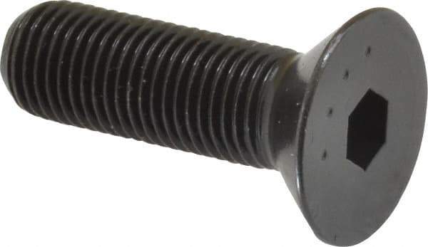Made in USA - 3/8-24 UNF Hex Socket Drive, 82° Flat Screw - Alloy Steel, Black Oxide Finish, Fully Threaded, 1-1/4" OAL - Industrial Tool & Supply