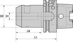 Kennametal - HSK100A Taper Shank 1" Hole End Mill Holder/Adapter - 2" Nose Diam, 4-1/4" Projection, Through-Spindle Coolant - Exact Industrial Supply
