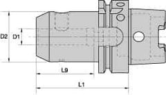 Kennametal - HSK100A Taper Shank 1" Hole End Mill Holder/Adapter - 2" Nose Diam, 4-1/4" Projection, Through-Spindle Coolant - Exact Industrial Supply
