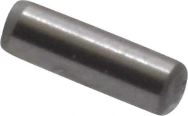 Made in USA - 1/16" Diam x 3/16" Pin Length Grade 8 Alloy Steel Standard Dowel Pin - Bright Finish, 1 Beveled & 1 Rounded End - Industrial Tool & Supply