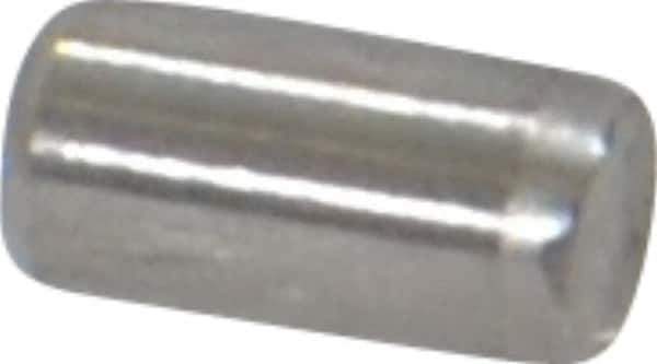 Made in USA - 3/32" Diam x 3/16" Pin Length Grade 8 Alloy Steel Standard Dowel Pin - Bright Finish, 1 Beveled & 1 Rounded End - Industrial Tool & Supply