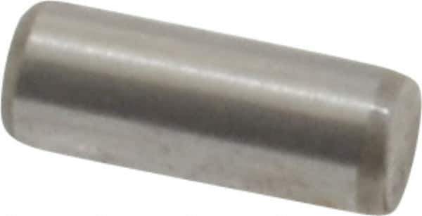 Made in USA - 3/32" Diam x 1/4" Pin Length Grade 8 Alloy Steel Standard Dowel Pin - Bright Finish, 1 Beveled & 1 Rounded End - Industrial Tool & Supply