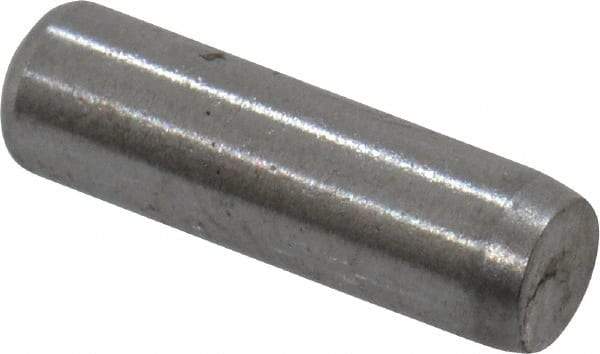 Made in USA - 3/32" Diam x 5/16" Pin Length Grade 8 Alloy Steel Standard Dowel Pin - Bright Finish, 1 Beveled & 1 Rounded End - Industrial Tool & Supply