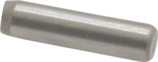 Made in USA - 3/32" Diam x 3/8" Pin Length Grade 8 Alloy Steel Standard Dowel Pin - Bright Finish, 1 Beveled & 1 Rounded End - Industrial Tool & Supply